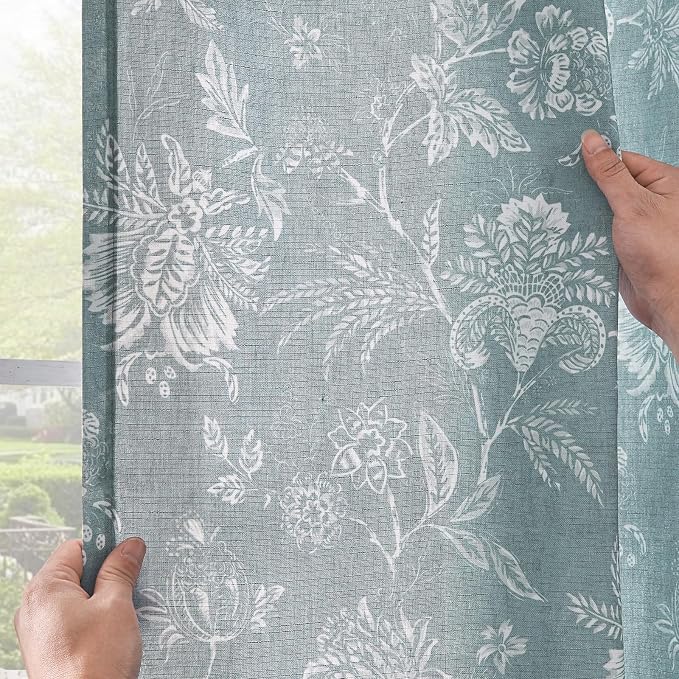 jinchan Linen Floral Curtains for Living Room, 84 Inch Length Curtains - Image 7