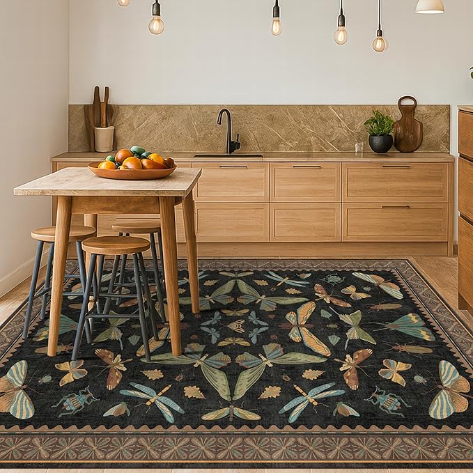Hazo Haus Living Room Rug Black Boho 6x9 by HazoHaus