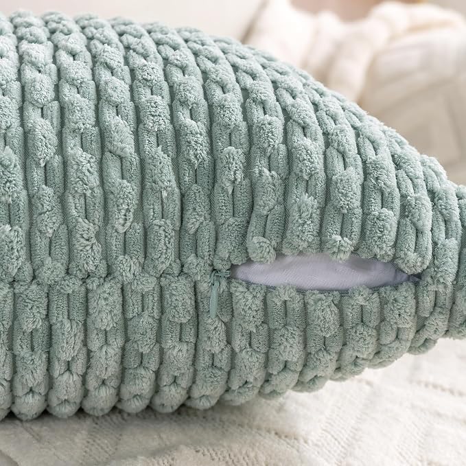 Set of 4 Aqua Decorative Throw Pillow Covers 16x16 Inch Corduroy Pillow Covers - Image 5