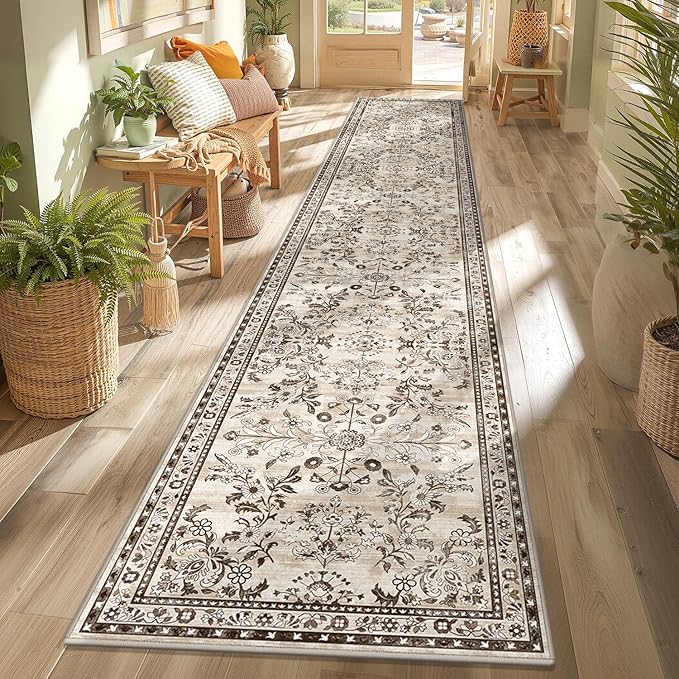 Yamaziot Washable Runner Rug 2x12 – Floral Non Slip Boho Hallway Runner Rug by Yamaziot