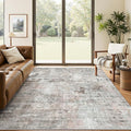 6x9 Abstract Area Rugs for Living Room 6 x 9 Washable Grey Pink Non Slip Low by Soalmost