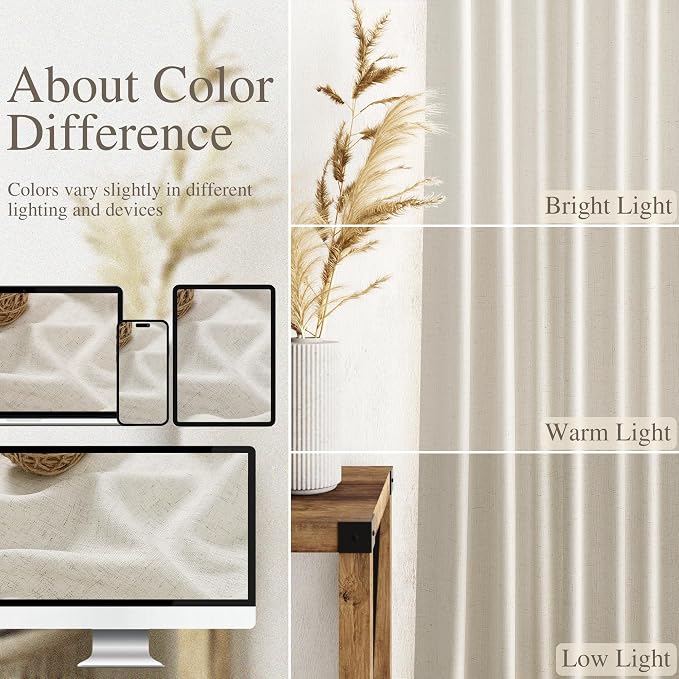 Nanspring Mousse White Linen Curtains - Image 3