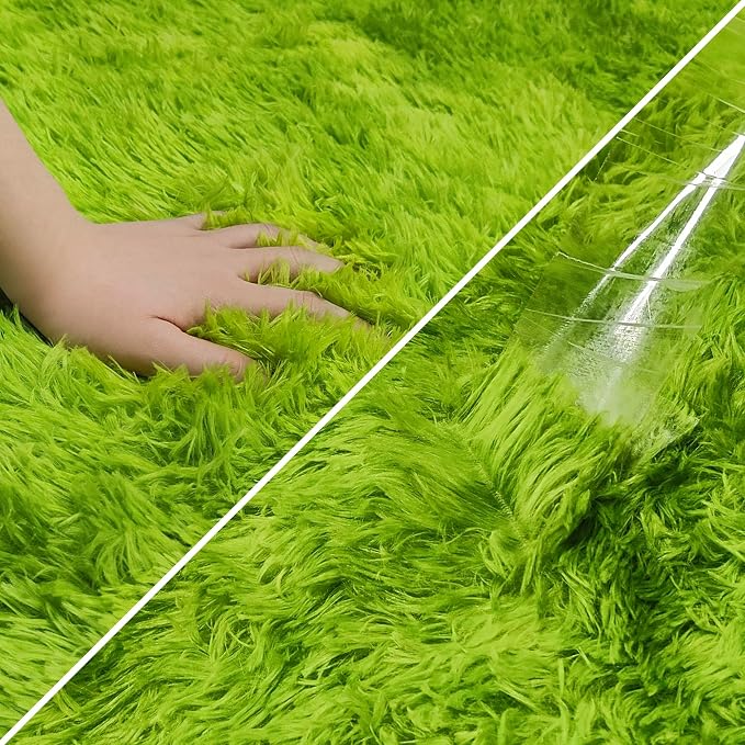 Tie-Dyed Runner Rug for Bedroom Green 2x10ft Fluffy Area Rug Bedside Runner Rug - Image 6