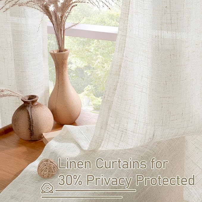 LAMIT Natural Linen 54 Inch Length Curtains - Image 5