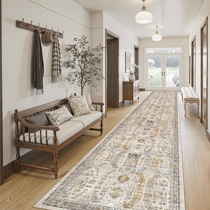 Madane Hallway Runner Rug 2'6''x14' Kitchen Runner, Non Slip Vintage Runners by Madane
