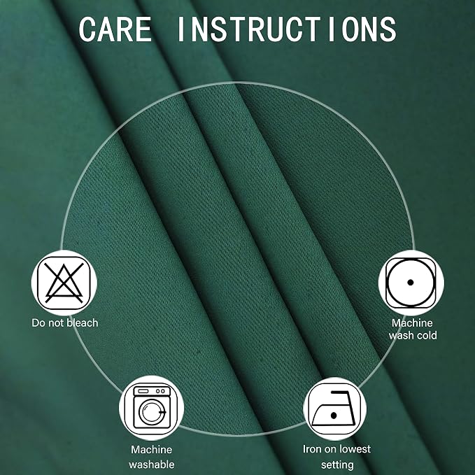LEMOMO Dark Green Thermal Blackout Curtains/52 x 72 Inch/Set of 2 Panels Room - Image 4