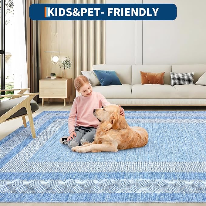 GarveeHome Modern Geometric Area Rug 5x7 Distressed Bordered Washable Non Slip - Image 8