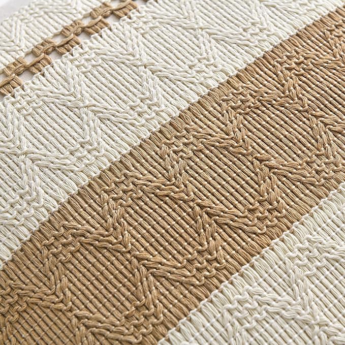 Fancy Homi Set of 1 Tan Neutral Decorative Throw Pillow Cover 16x16 Inch - Image 4