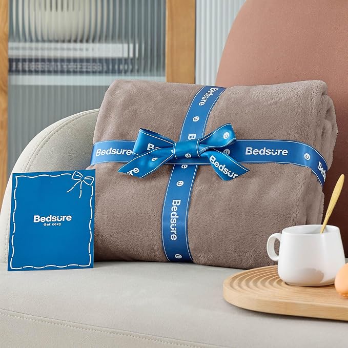 Bedsure GentleSoft Fleece Bed Blankets Queen Size Mocha Brown - Image 7