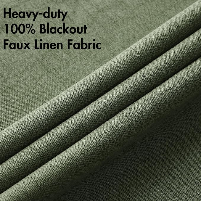 MIULEE 100% Blackout Linen Textured Curtains - Image 5