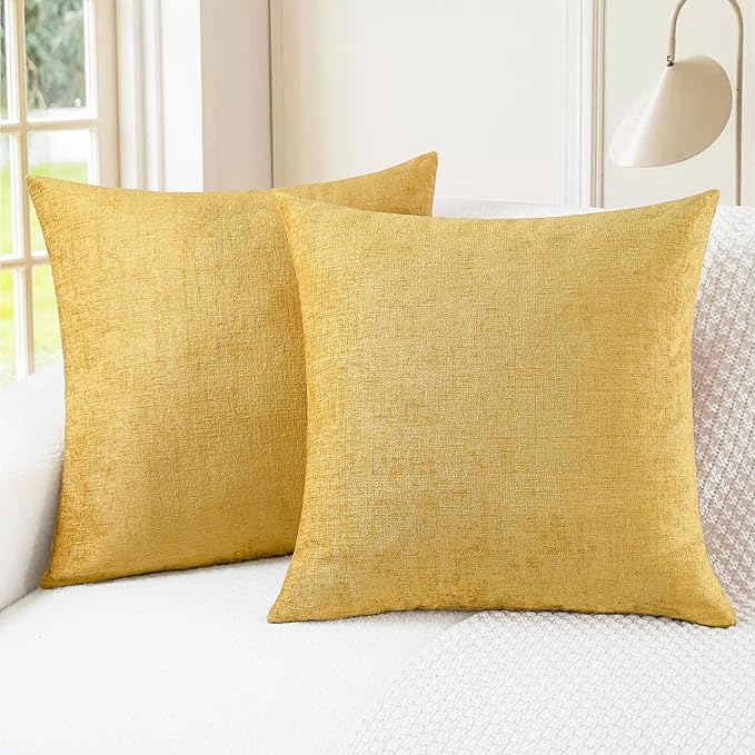 CaliTime Throw Pillow Covers Decorative 18 X 18 Inches Pack of 2 Cozy Chenille by CaliTime