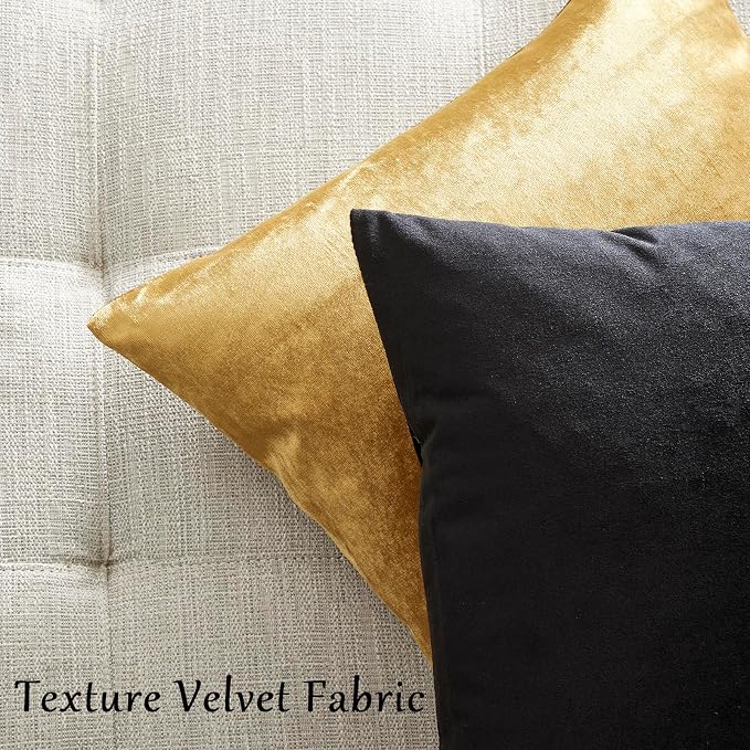 GIGIZAZA Black Velvet Pillow Covers 24x24, Decorative Square Throw Pillows - Image 6