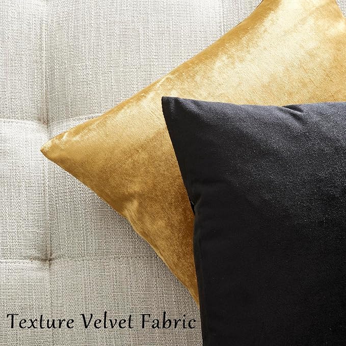 GIGIZAZA Black Velvet Pillow Covers 18x18, Decorative Square Throw Pillows - Image 3
