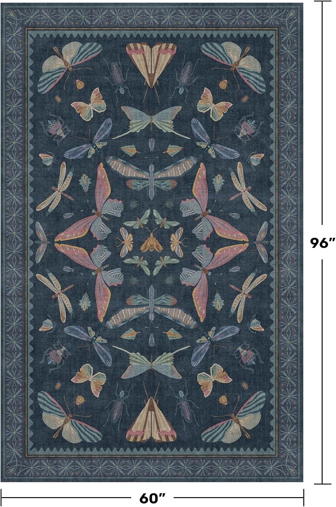 Blue 5x8 Washable Living Room Rugs - Image 2