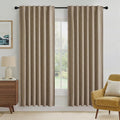 RYB HOME Burlap 100% Blackout Linen Curtains 72 inch Long, Thermal Insulated & by RYBHOME