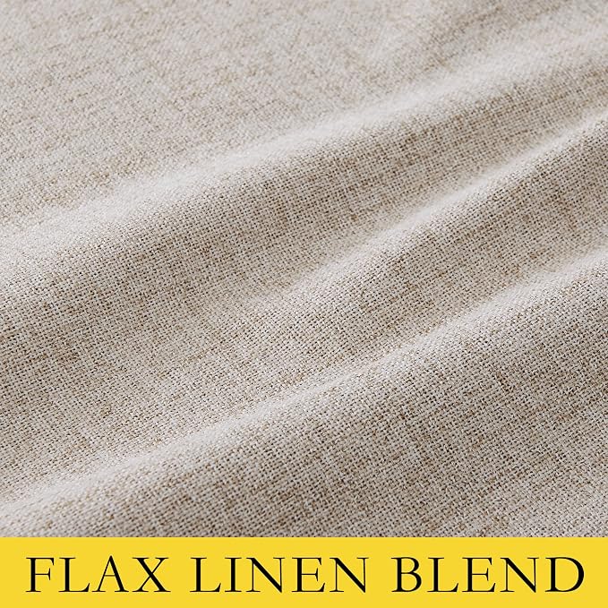 NICETOWN Oatmeal Linen 100% Blackout Curtains 120 inches Length 2 Panels Set - Image 8