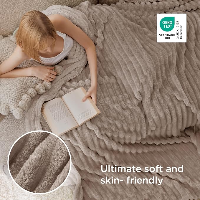 Bedsure GentleSoft Light Brown Full Blanket - Image 4