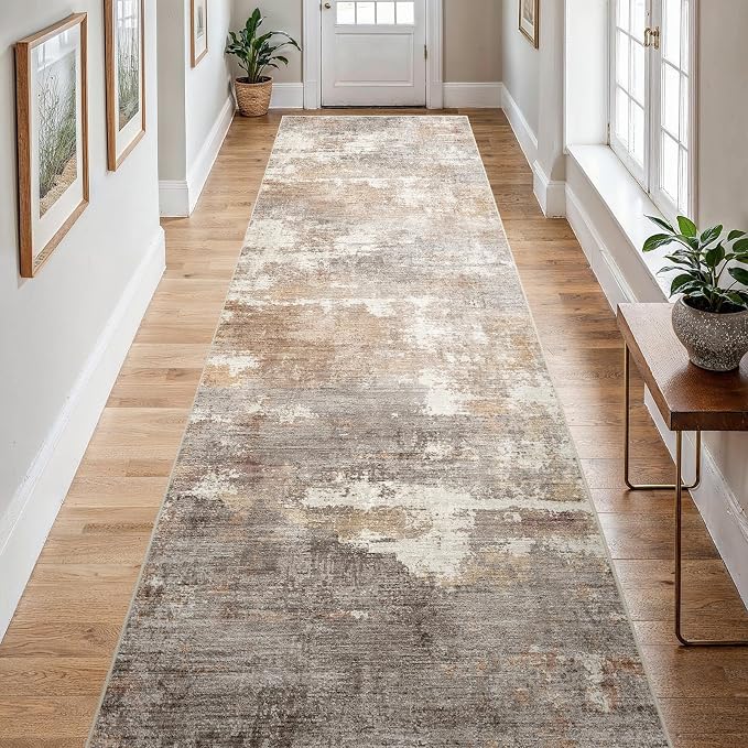 4x12 Washable Kitchen Runner Rug: Modern Abstract Wide Runners - Image 8