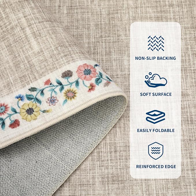 GarveeHome Entryway Rug 2x6 Modern Bordered Runner Rug Washable Kitchen Runners - Image 3
