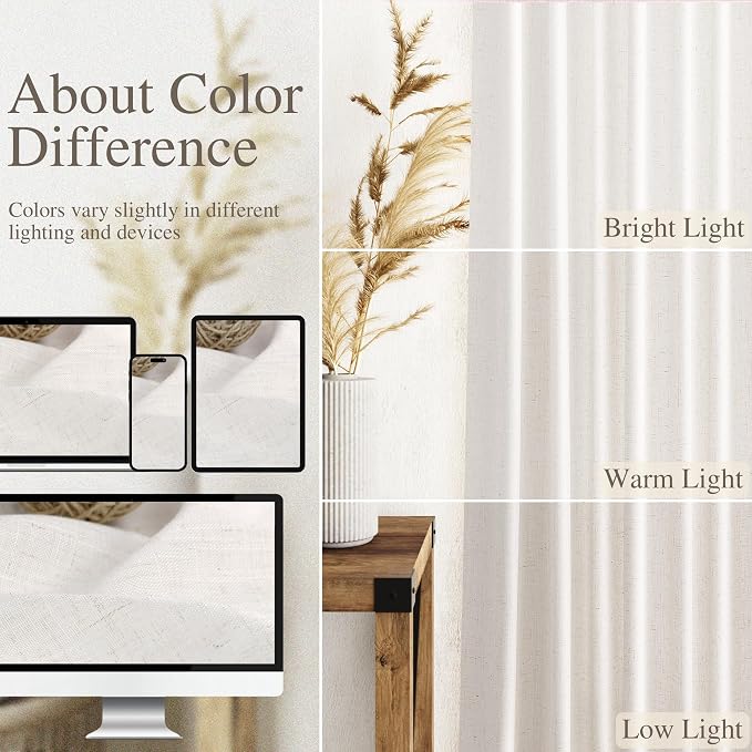 Semi Sheer Linen Curtains 120 Inches - Image 5