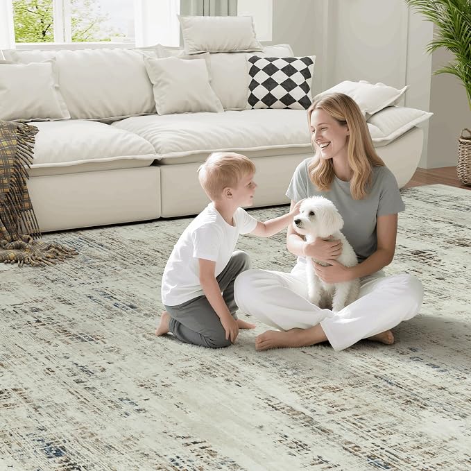 10x14 Area Rugs for Living Room Washable Rug: Anti-Skid Abstract Modern Living - Image 7