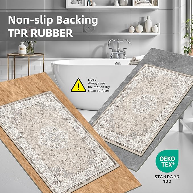 Washable Kitchen Rug Set of 3: Boho Non-slip Soft Stove Sink Mat Light Weight - Image 5
