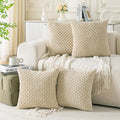 Set of 4 Beige Decorative Throw Pillow Covers 20x20 Inch Corduroy Pillow Covers by Cozoomy
