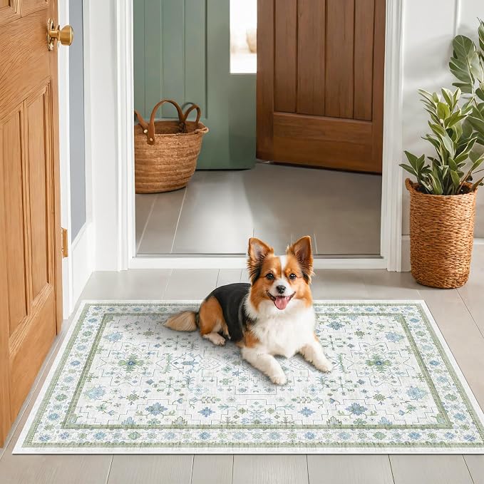 Blue and Green Washable Rugs 3x4 - Image 6