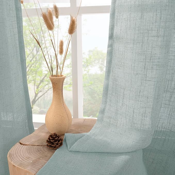 LAMIT Short Linen Curtains 40 Inches Long - Image 2