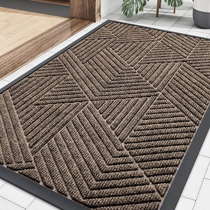 Smiry Front Door Mat Outside Entrance, Heavy Duty Sturdy Natural Rubber Doormat by Smiry