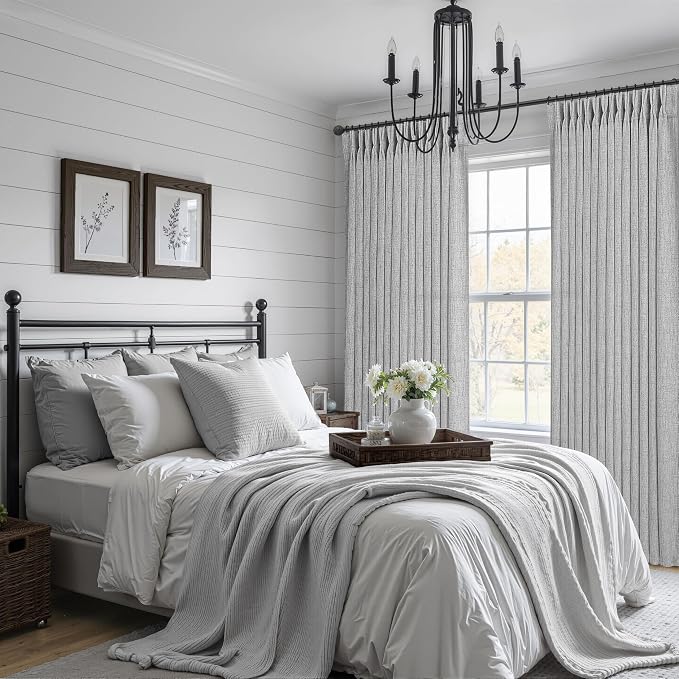 Extra Long 120 Inch Light Grey Thick Linen Curtains - Image 6