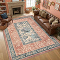 GarveeHome Terracotta Teal Area Rugs 9x12 Living Room, Botanical Grove Cottage by GarveeHome