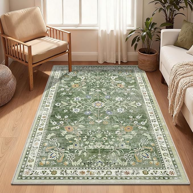 Yamaziot Washable Area Rug 3x5 – Small Non Slip Boho Area Rug by Yamaziot