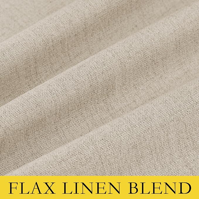 NICETOWN Cream 100% Blackout Linen Curtains 72 inch Long Burg - Image 8