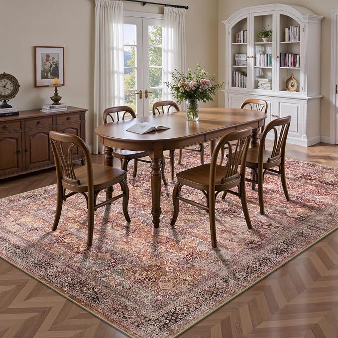 5x7 Area Rugs - Washable Vintage Retro Living Room Rug, Soft Ultra Thin Non - Image 4