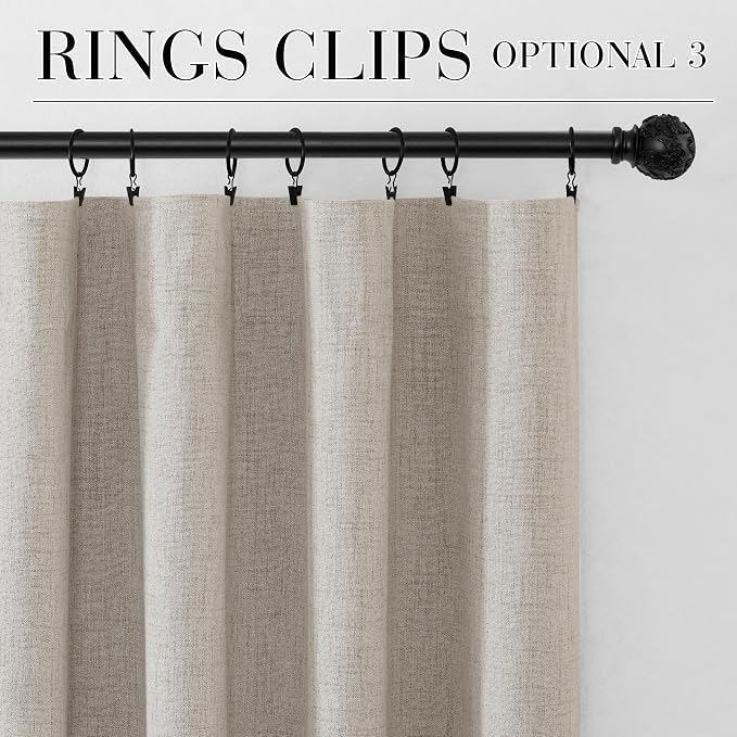 RYB HOME Natural Beige 100% Blackout Curtains 63 inch Long, Light Blacking & - Image 8