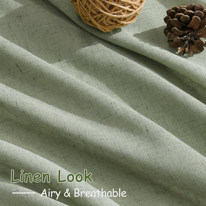 Nanspring Light Sage Linen Curtains 96 Inches Long 2 Panels Set - Image 5