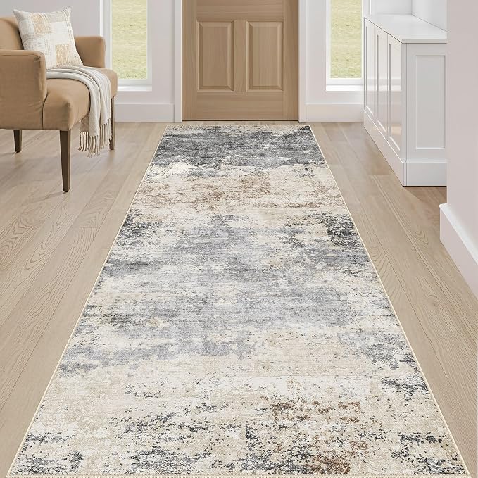 LOONGRUG Runner Rug 3x8 Washable Non-Slip Kitchen Neutral Modern Rug | Abstract - Image 4