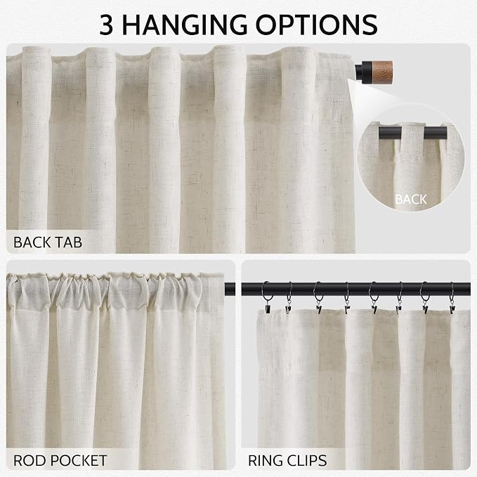 Nanspring Mousse White Linen Curtains - Image 2