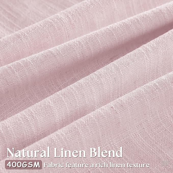 Light Pink Linen Pinch Pleat Curtains 108 Inch Length 2 Panels Set 40x108 | - Image 3