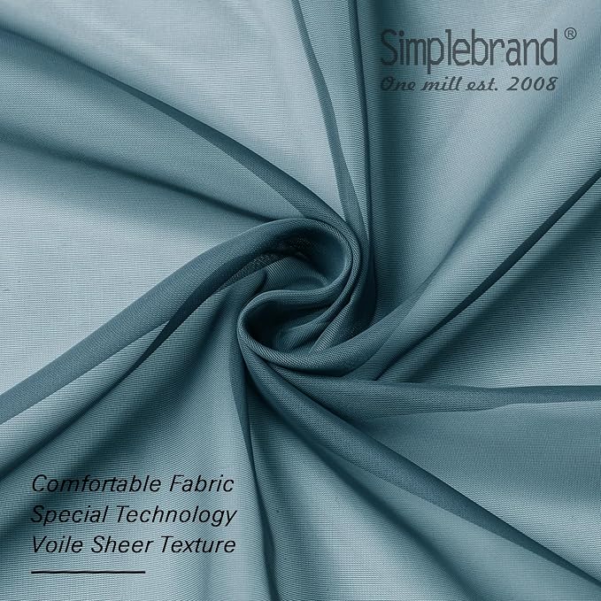 Simplebrand Dusty Blue Short Sheer Curtains 45 Inch Length - Image 6