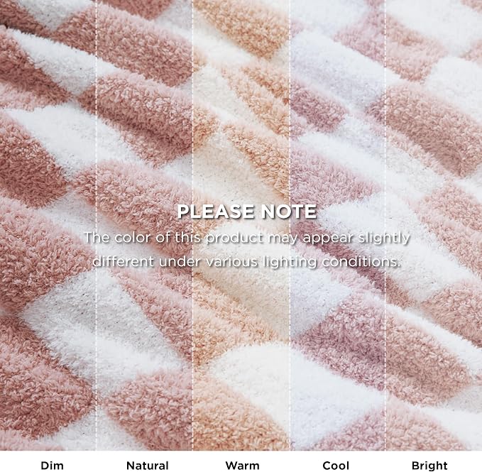 Bedsure GentleSoft Pink Checkered Throw Blanket - Image 9