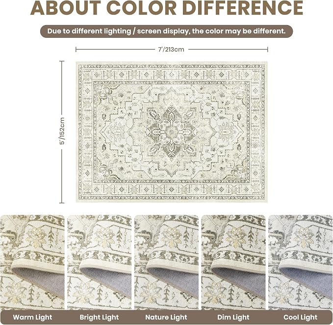 zesthome 5x7 Area Rugs, Machine Washable Rugs - Image 2