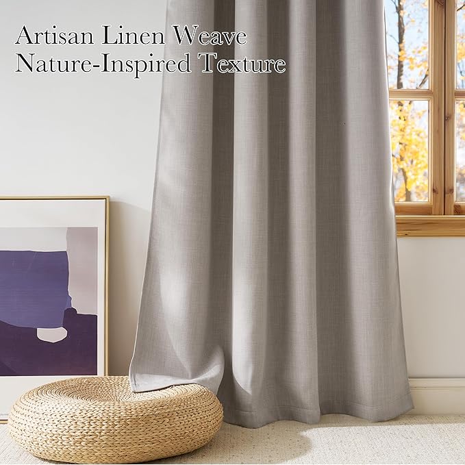 NICETOWN Faux Linen Angora Blackout Curtains 84 inches Long - Image 3