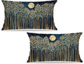 Rustic William Morris Inspired Night Forest Green Moon Decor Pillow Covers by Unknown