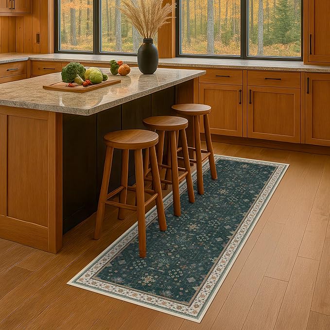 Dark Green 2x5 Kitchen Rug - Image 2