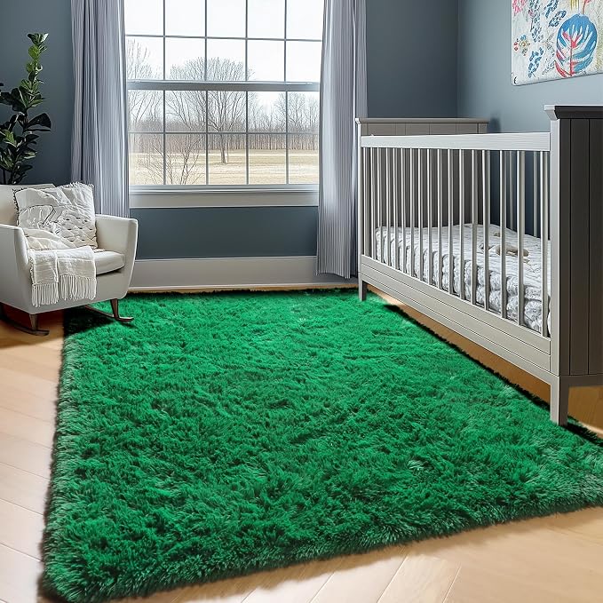 ONASAR Dark Green Area Rugs for Bedroom Living Room, 4x6 Fluffy Soft Plush - Image 8