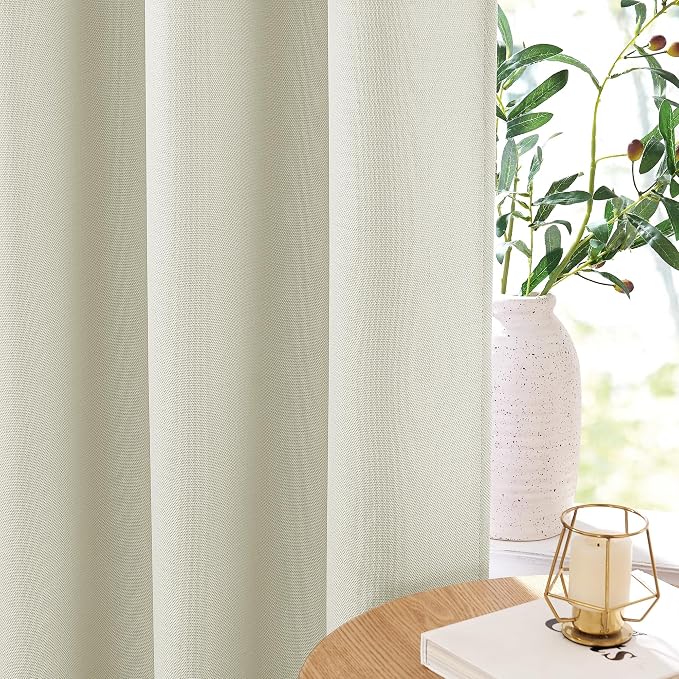 NICETOWN Faux Linen 100% Blackout Living Room Curtains 96 inches Long, W52 x L96 - Image 5