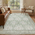 Soalmost 5x7 Area Rugs Green/Brown Low Pile Indoor Washable Trendy Faded Style by Soalmost