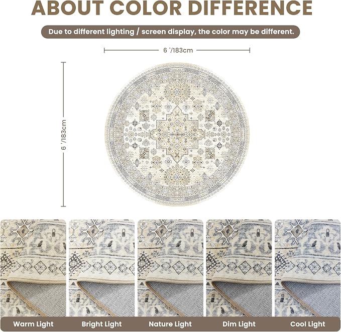 zesthome Washable Round Area Rugs - Image 2